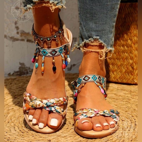 Colorful Beaded Women's Sandals - Picture 7 of 8